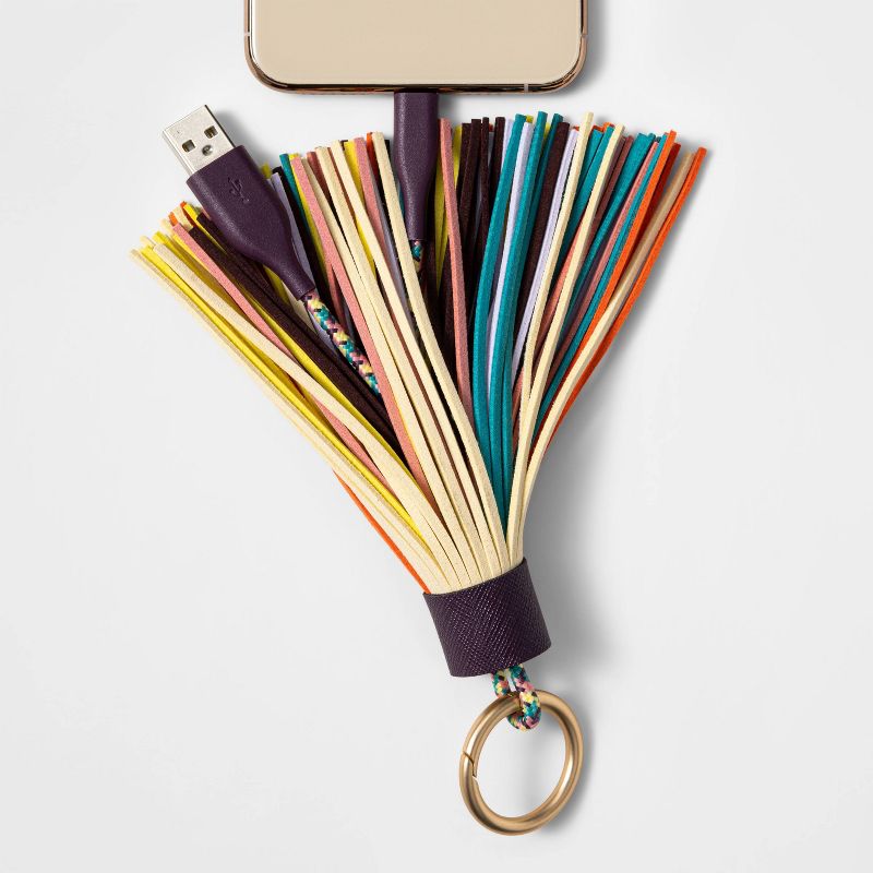 12" Lightning to USB-A Tassel Keychain Cable - heyday™, 3 of 5