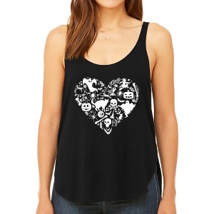 LA Pop Art Halloween Heart - Women's Premium Word Art Flowy Tank Top Black Small - 1 of 4