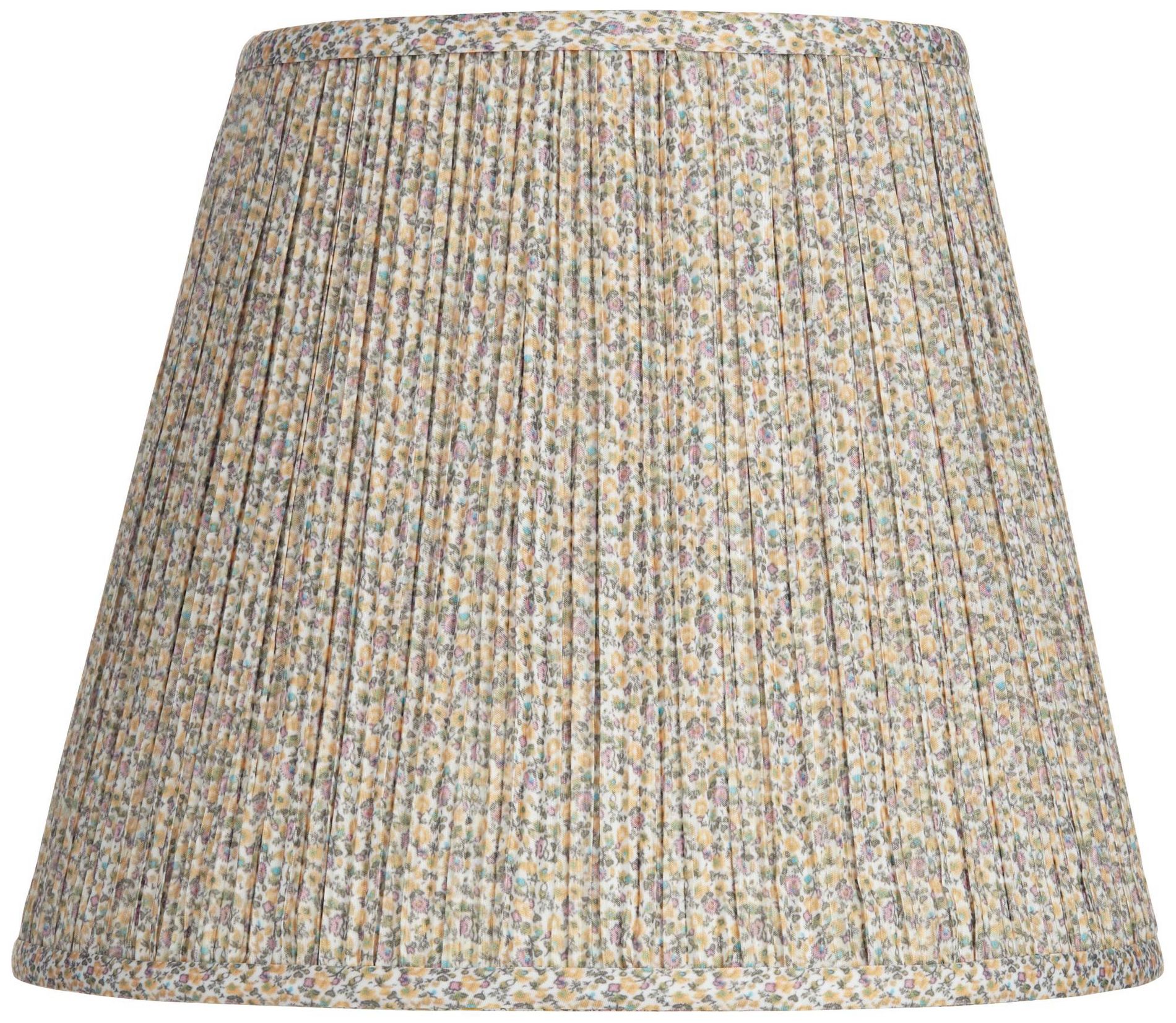 Springcrest Collection Hardback Shirred Empire Lamp Shade Yellow Floral Medium 8" Top x 13" Bottom x 11" Slant Spider with Harp and Finial Fitting
