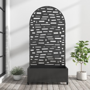 SpassWay 72"H Arch Metal Planter Box with Trellis Raised Garden Bed with Arbor Privacy Screen with Wheels - 1 of 4