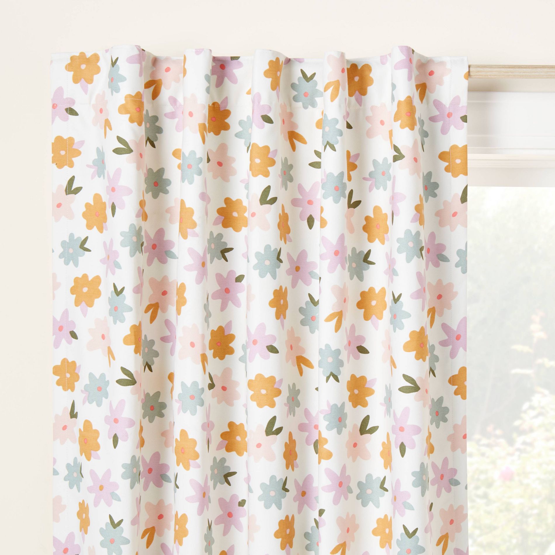 42"W x 84"L All Over Kids' Blackout Window Curtain Panel Floral Print - Pillowfort™