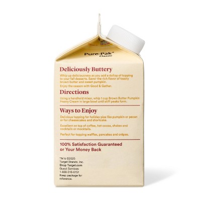 Brown Butter Pumpkin Flavored Heavy Whipping Cream - 16 fl oz - Good ...
