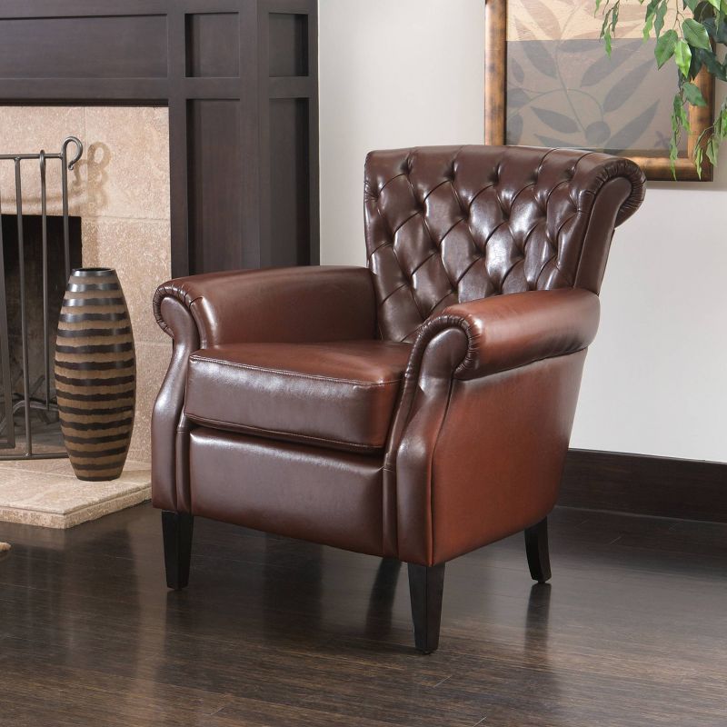 Franklin Bonded Club Chair Brown Leather - Christopher Knight Home, 3 of 6