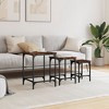vidaXL 3-Piece Nesting Coffee/Side Table Set - Smoked Oak Engineered Wood with Metal Frame for Living Room, Bedroom, Office - 2 of 4