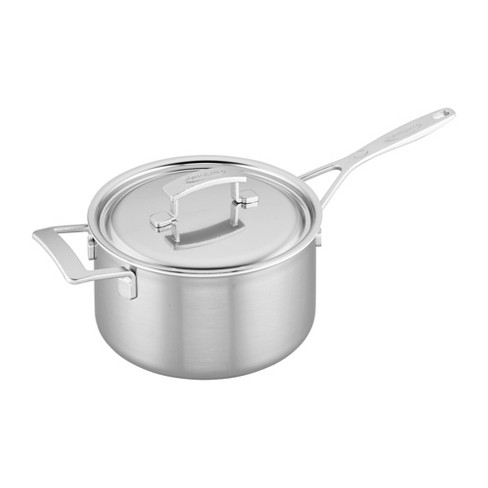 Sauce Pan Stainless Steel 3Qt Belly Shape with Glass Lid & Ergonomic Handle