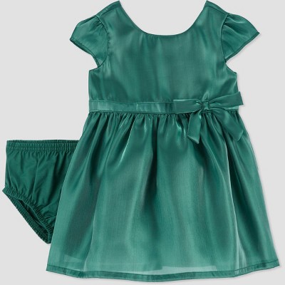Image of Carter's Just One You® Baby Girls' Short Sleeve Shiny Dress - Green Newborn