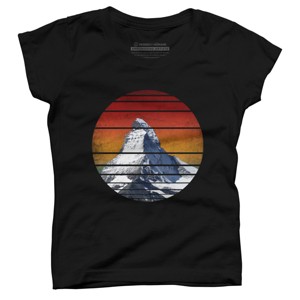 Girl's Design By Humans Vintage Snow Mountain Peak By punsalan T-Shirt - 1 of 2