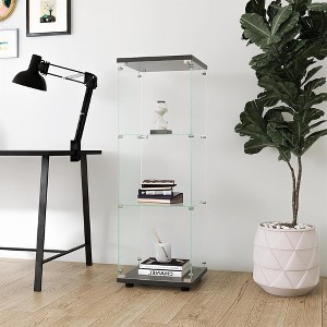 Glass Display Cabinet 3 Shelves Display Cabinet with Glass Doors, Floor Standing Curio Display Cabinet Trophy Display Case for Living Room - 1 of 4