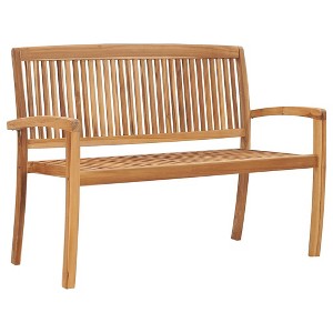 Garden Bench Natural Teak Solid Teak Wood - 1 of 4