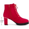 BLISSFUL STEP Women's Round Toe Lace Up Chunky Heel Combat Boots - 2 of 4