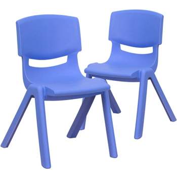 Emma and Oliver 2 Pack Plastic Stackable School Chair with 12"H Seat, Preschool Seating