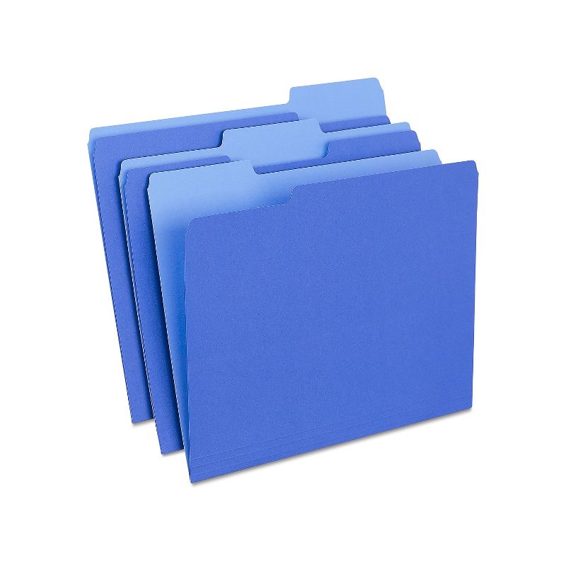 MyOfficeInnovations Colored File Folders 3-Tab Letter Blue 100/Box 224527, 1 of 5