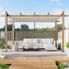 10 ft ×10 ft  Aluminum Wood Outdoor Pergola with Retractable Waterproof, Reinforced Four-Sided Base,Curtain, Adjustable Roof - 2 of 4
