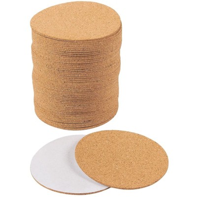 Juvale Self-Adhesive Cork Circle - 50-Pack Cork Backing Sheets for Coasters and DIY Crafts