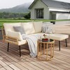 Outdoor Chaise Lounge Chairs Set of 2 - Adjustable Wicker Recliners with Arms, Cushions, and Pillows,Pool Sunbathing Chairs with Rolling Wheels,Blue - 4 of 4