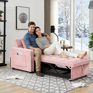 TiramisuBest 3 in 1 Sofa Foldable Sofa Bed Chair Convertible Recliner Adjustable Backrest Soft Velvet Feel Comfy Lounger - 1 of 4