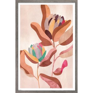 Trends International Reinders: Flowers - Earth Flowers in Floral Terra Framed Wall Poster Prints Barnwood Framed Version 22.375" x 34" - 1 of 4