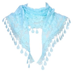 INSPIRE CHIC Lace Rose Floral Tassel Mesh Triangle Head Covering Mantilla Scarves 1Pc - 1 of 4