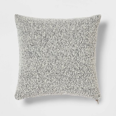 Ivory White Boucle Throw Pillow with Feather-Down Insert 18'' +