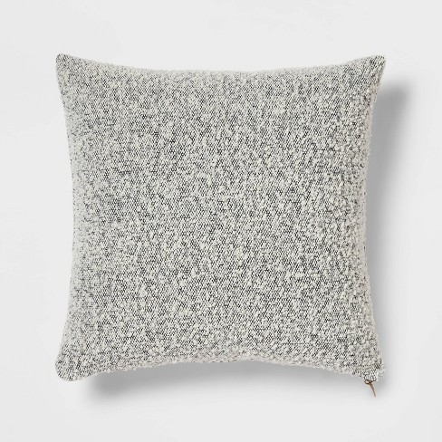 Woven Boucle Square Throw Pillow with Exposed Zipper Neutral - Threshold™