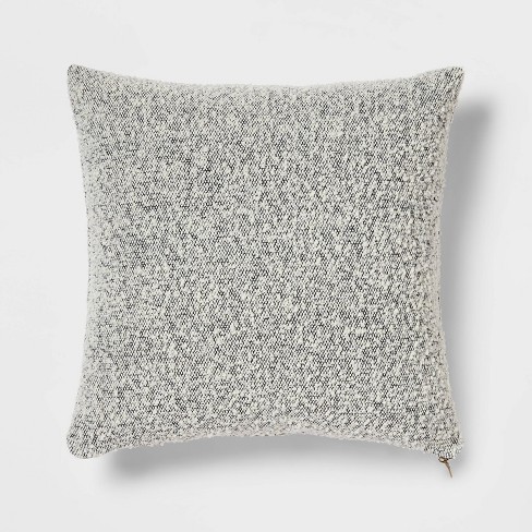 Woven Boucle Square Throw Pillow with Exposed Zipper Black Threshold