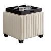 NicBex Storage Bench Square CubeStorage Ottoman Bench with Coffee Tray for Living Room, Bedroom, Beige - 3 of 4