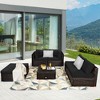 Tangkula 6PCS Rattan Patio Sectional Sofa Set Outdoor Furniture Set w/ Black Cushions - 2 of 4