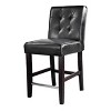 Antonio PU Tufted Counter Height Barstool with Bonded Leather Seat Black - CorLiving: Rubberwood Frame, Padded Back, 330lb Capacity - 4 of 4