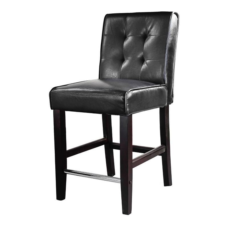 Antonio PU Tufted Counter Height Barstool with Bonded Leather Seat Black - CorLiving, 4 of 5