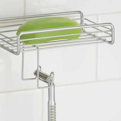 Silver Steel Hanging Shower Caddy with Suction Mount