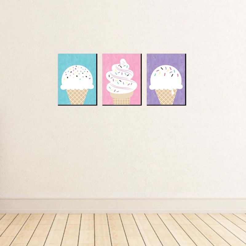 Big Dot of Happiness Scoop Up the Fun - Ice Cream - Sprinkles Kitchen Wall Art, Nursery Decor and Restaurant Decor - 7.5 x 10 inches - Set of 3 Prints, 3 of 8