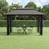 vidaXL Gazebo Outdoor Canopy with Sidewalls for Porch Garden Anthracite Steel - 157.5" x 118.1" x 106.3" - 2 of 4