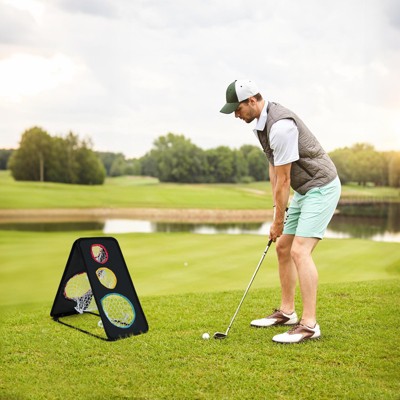 Gymax Dual-Sided Golf Chipping Net w/5 Target Holes Triangular Structure Oxford Fabric, 2 of 11