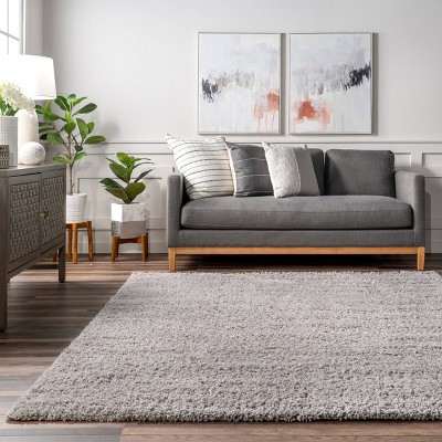 Luxurious Silver Shag Rectangular Rug 52" x 24"