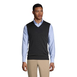 Lands' End School Uniform Men's Cotton Modal Fine Gauge Sweater Vest - 1 of 3