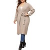 Agnes Orinda Women's Plus Size Knit Long Sleeve Belted Long Sweater Cardigans - 2 of 4