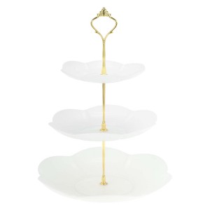 Unique Bargains Petal-shaped 3-Layer  Cake Display Holder with Tiered Serving Tray for Pastries Donuts and Fruits - 1 of 4