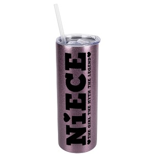 Elanze Designs Rose Gold 20 Ounce Double Wall Stainless Steel Glitter Travel Tumbler With Sliding Lid And Straw, Niece The Girl The Myth The Legend - 1 of 4