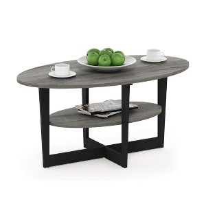 HOMLUX Oval Coffee Table 2-Tier Living Room Center Table with Open Shelf Storage, Wood Finish - 1 of 4