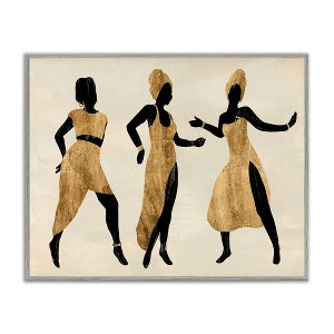 Stupell Industries Powerful Women Dancing Person Glam Fashion Black Beige Framed Giclee Art, Gray, 20" x 16" - 1 of 4