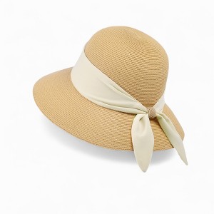 Anna-Kaci Women's Woven Floppy Sun Hat with Wide Ribbon Knot Detail and Curved Brim - 1 of 4
