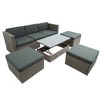 52.19"Patio Furniture Sets, 5-Piece Patio Wicker Sofa with Adustable Backrest, Cushions Gray - 4 of 4