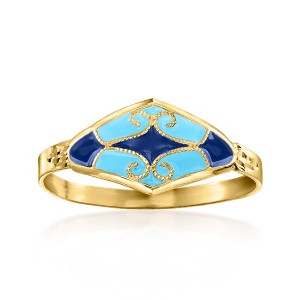 Ross-Simons Italian Tonal Blue Enamel Ring in 14kt Yellow Gold - 1 of 4