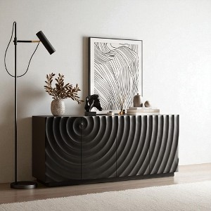 59" Modern Buffet Cabinet with Storage, 4-Door Accent Sideboard with 3D Ripple Texture, Freestanding Credenza for Dining Living Room - 1 of 4