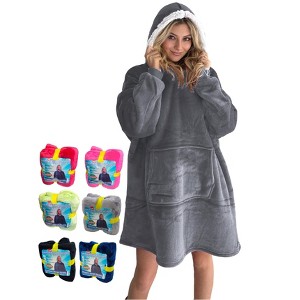 5 Star Super Deals 2 Sets - Soft Comfortable Hoodie fleece- Oversized Blanket Sweatshirt - Hooded, Large Pocket, Reversible - Warm - 1 of 4