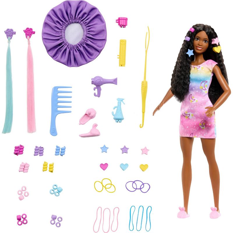 Barbie &#34;Brooklyn&#34; Hairstyling Doll &#38; Playset with 50+ Accessories, Includes Extensions, Bonnet &#38; More (Target Exclusive), 1 of 7