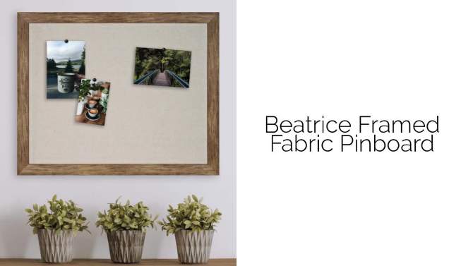 18&#34; x 27&#34; Beatrice Pinboard Rustic Brown - DesignOvation: Framed Linen Fabric Bulletin Board, Wall-Mounted Memo Organizer, 2 of 7, play video