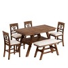 Counter Height Farmhouse Dining Set for 6, Solid Wood Table with Storage Shelf, Bench & Upholstered Chairs, 60" Kitchen Table-3irtyhousy - 3 of 4