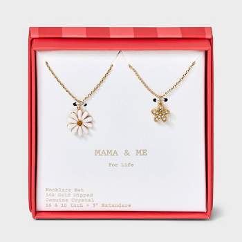 14k Gold Dipped Gold Resin and Crystal Daisy Flowers Set 2pc - A New Day™ Gold