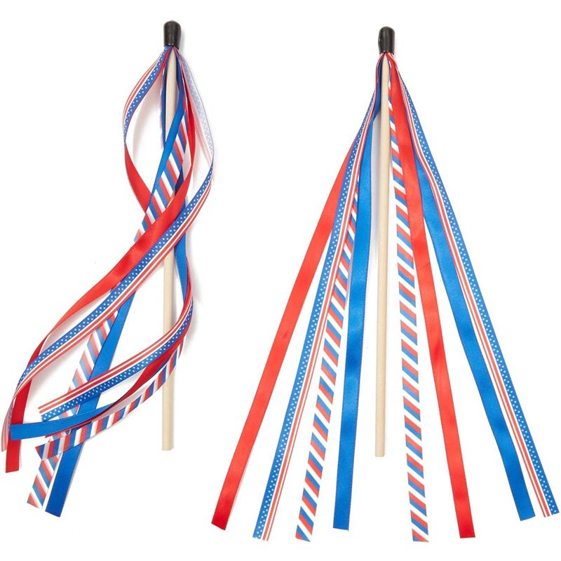 Blue Panda 24 Pack Patriotic Handheld American Flag Ribbon Wands for Election Day, 4th of July, Memorial Day, 5 of 7